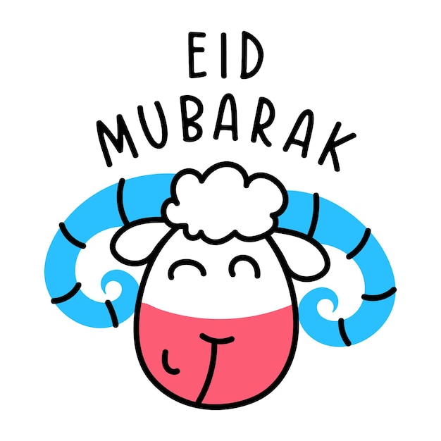 Vektor niedliche ziegengesichtsschlachtung auf eid, doodle-symbol