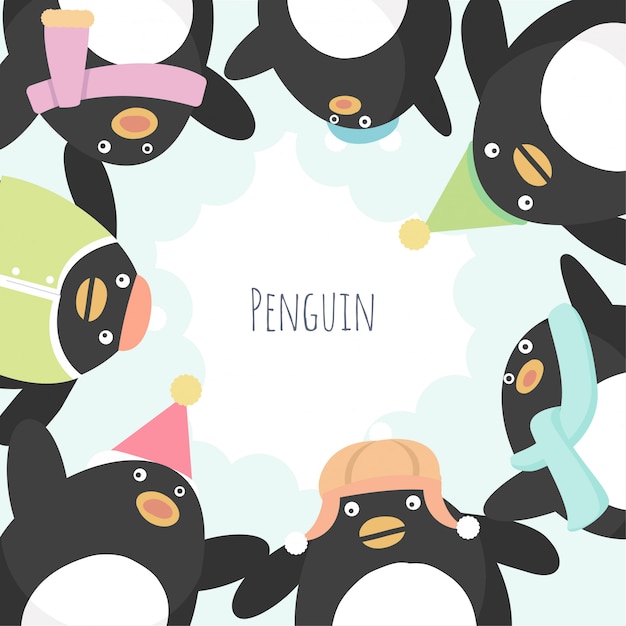 Niedlichen cartoon pinguin hintergrund