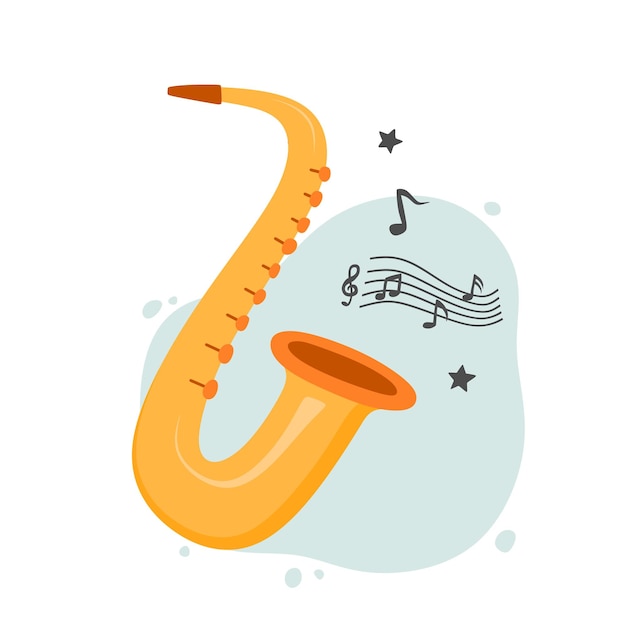 Niedlichen cartoon saxophon musikinstrument handgezeichneten stil