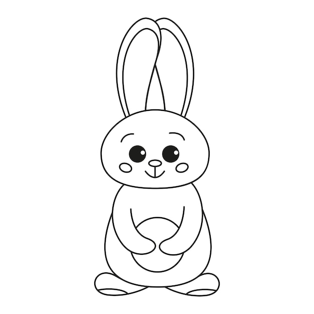 Niedlichen Umriss Kaninchen Hase zum Ausmalen Kaninchen Häschen Cartoon Umriss Malbuch oder Seite für Kinder Frohe Ostern im Doodle-Stil Illustration Vektor
