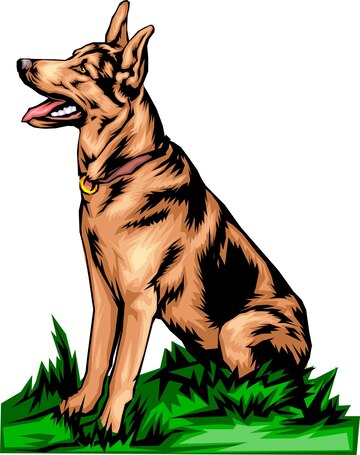 Niedlicher alter deutscher schäferhund cartoon malinois handgezeichnete  haustiere comic-vektorillustration