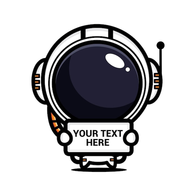 Niedlicher astronaut, der eine leere texttafel hält