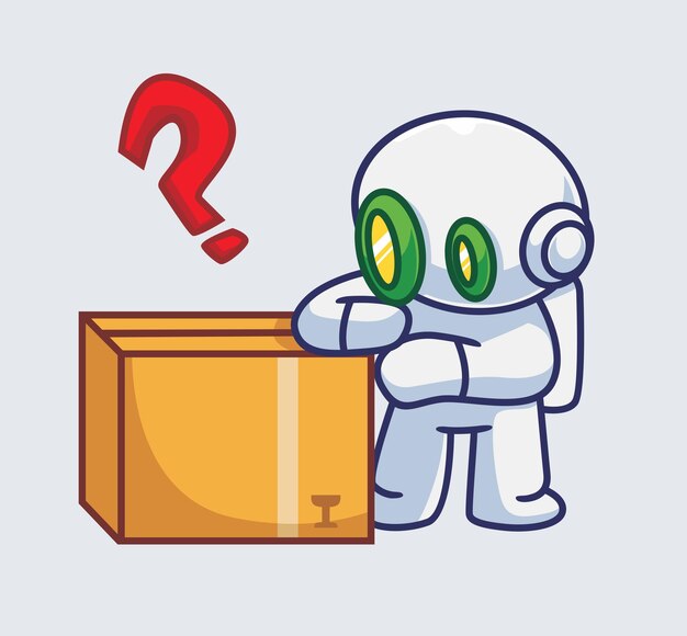 Niedlicher astronauten-roboter bekommt ein paket isolierte cartoon-person illustration flat style geeignet für sticker icon design premium logo vektor