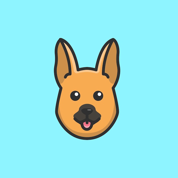 Niedlicher avatar-schäferhund-kopf, einfache cartoon-vektor-illustration, hunderassen-konzept-symbol isoliert