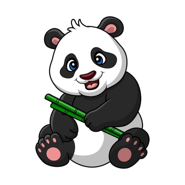 Niedlicher Baby-Panda-Cartoon auf weißem Hintergrund