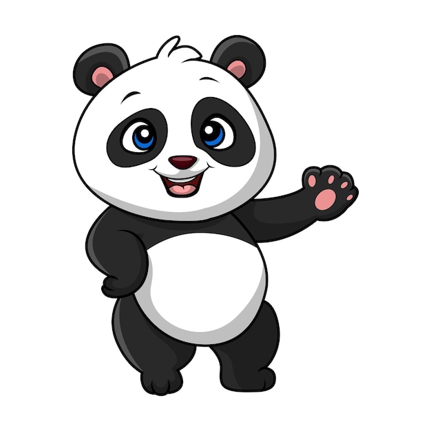 Niedlicher Baby-Panda-Cartoon auf weißem Hintergrund