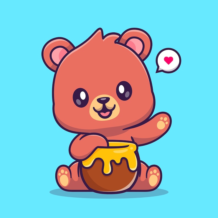 Vektor niedlicher bär, der honig isst cartoon-vektor-symbol-illustration tier-natur-symbol-konzept isolierte prämie