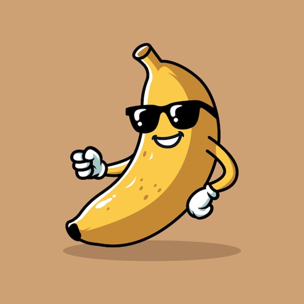 Niedlicher bananen-cartoon mit sonnenbrille