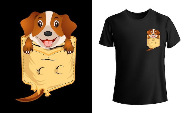 Vektor niedlicher beagle-hund im taschent-shirt niedliche tiere im taschenhundetaschen-t-shirt vektorillustration