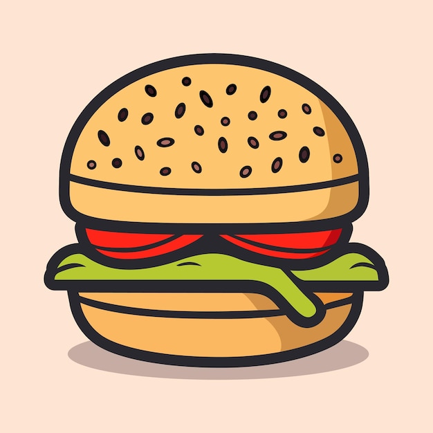 Vektor niedlicher burger cheeseburger isoliertes symbol hamburger-schild im flachen stil