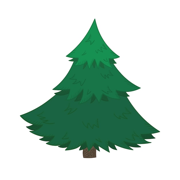 Niedlicher cartoon heller weihnachtstannenbaum für neujahrsdesign, etiketten, malbücher, grußkarten