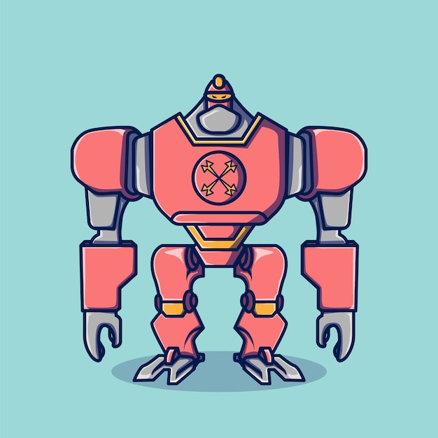 Niedlicher Cartoon-ROTER ROBOTER. Kostenloser Vektor