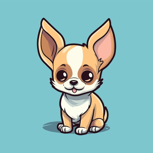 Vektor niedlicher chihuahua-welpe, ein liebenswerter begleiter. perfekt für kinderillustrationen mit haustiermotiven