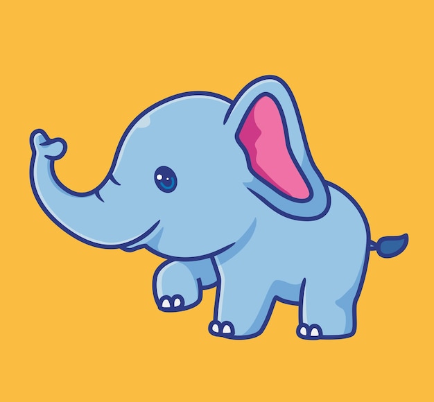 Niedlicher Elefant zu Fuß Lächeln isoliert Cartoon Tier Illustration Flat Style Sticker Icon Design