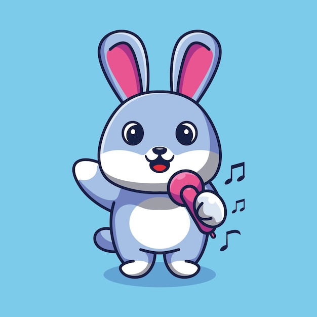 Niedlicher hase, der cartoon-design-premium-vektor singt