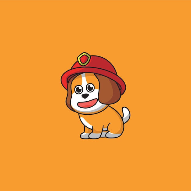 Niedlicher hund mit helm-maskottchen-logo-design premium