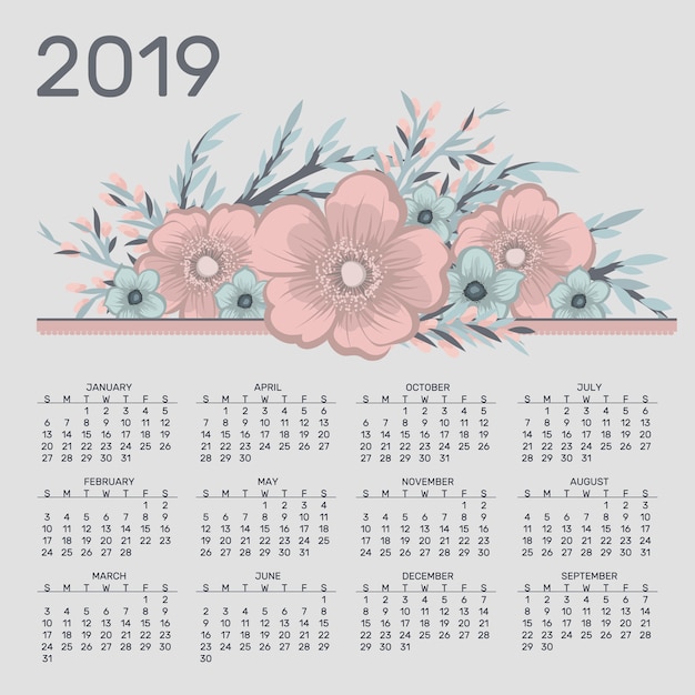 Niedlicher kalender für 2019 jahr