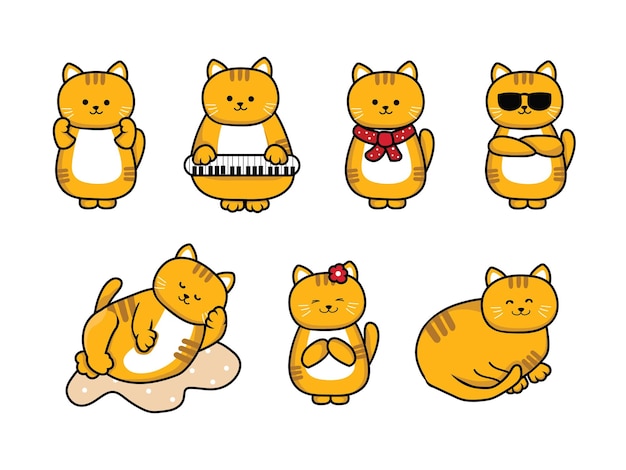 niedlicher Katzen-Cartoon-Charakter-Vektor