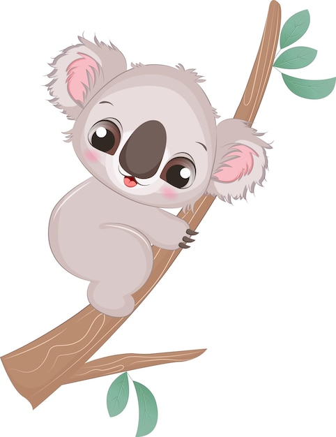 Vektor niedlicher koala auf einem baum