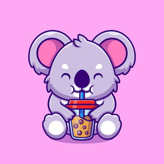 Vektor niedlicher koalagetränk boba bubble tea cup cartoon