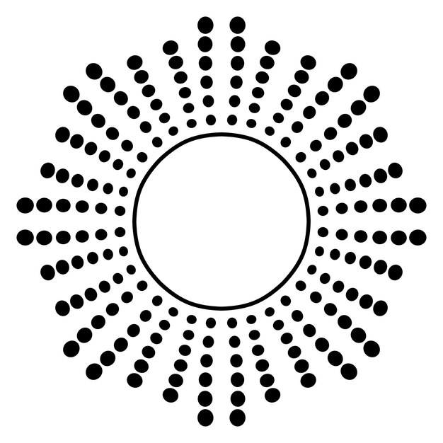 Niedlicher Mandala-Halbtonrahmen. Dekorative runde Gekritzelblume lokalisiert auf weißem Hintergrund.