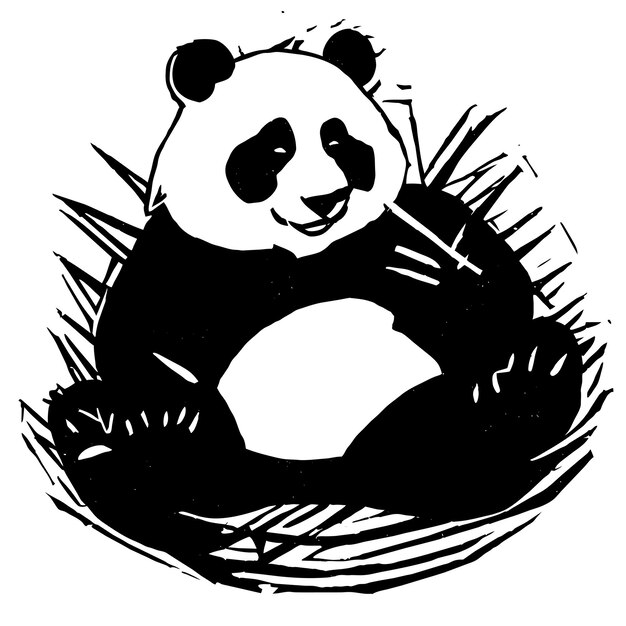 Vektor niedlicher panda mit bambus, handgezeichnetes cartoon-aufkleber-symbol-konzept, isolierte illustration