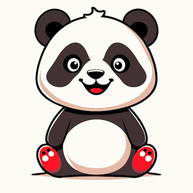 Niedlicher panda-pixar-stil, einfache umrisse und formen