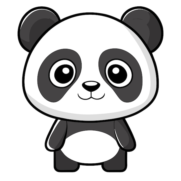Vektor niedlicher panda-pixar-stil, einfache umrisse und formen