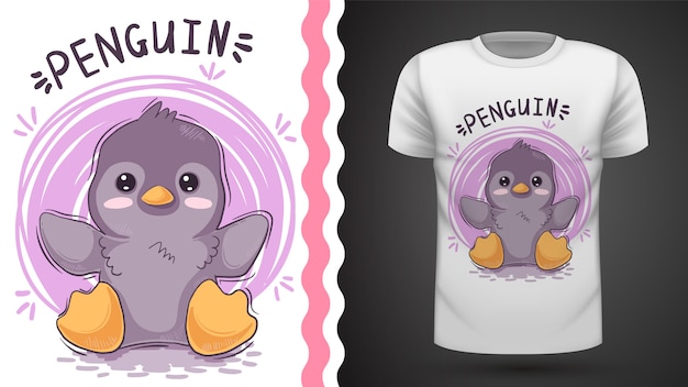 Niedlicher pinguin, idee für druckt-shirt