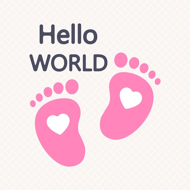 Niedlicher süßer Baby-Fußabdruck mit Text-Baby-Grußdesign