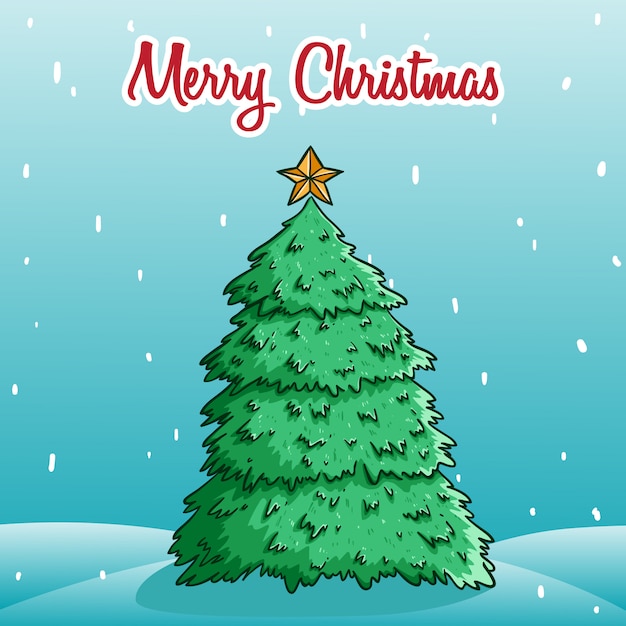 niedlicher Weihnachtsbaum in der Schneeflocke mit Text der frohen Weihnachten