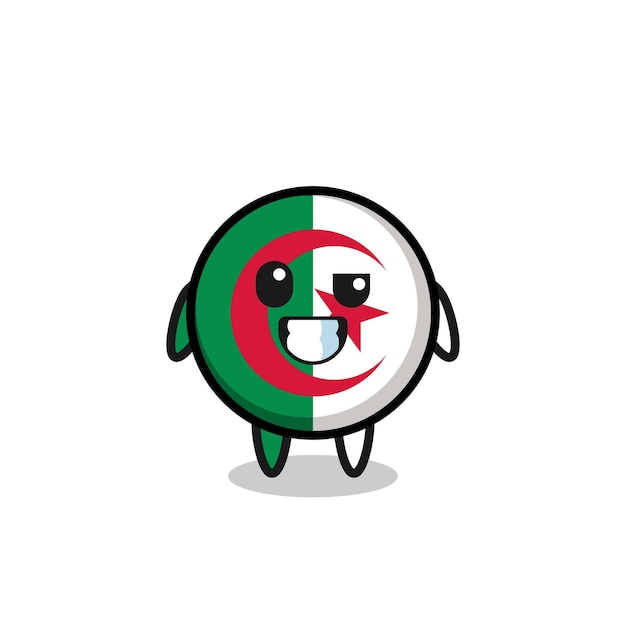 Niedliches Algerien-Flaggenmaskottchen mit einem niedlichen Design des optimistischen Gesichtes