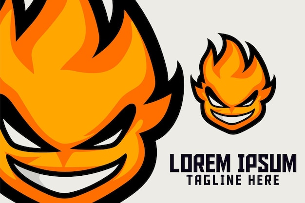 Niedliches Blaze-Symbol-Abzeichen-Emblem, Feuer-Maskottchen-Kopf-Logo für Sport- und Esport-Flammenvorlage