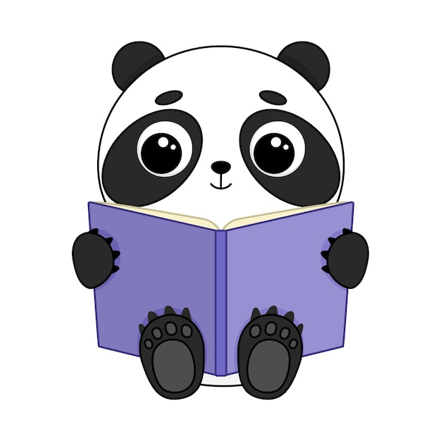 Niedliches Cartoon-Panda-Lesebuch isoliert auf weißem Hintergrund. Vektor-Illustration