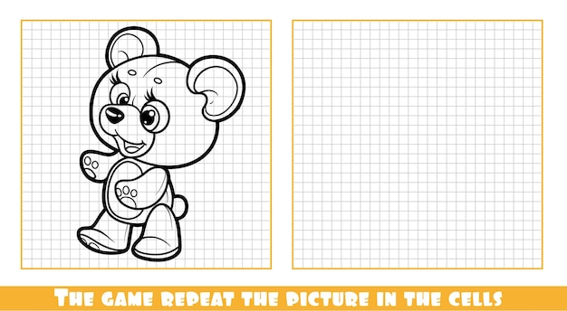 Niedliches Cartoon-Teddybär-Spielzeug, das Spiel wiederholt das Bild in den Zellen