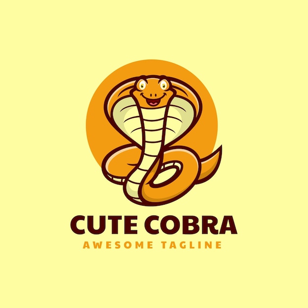 Vektor niedliches cobra-logo einfache maskottchenart