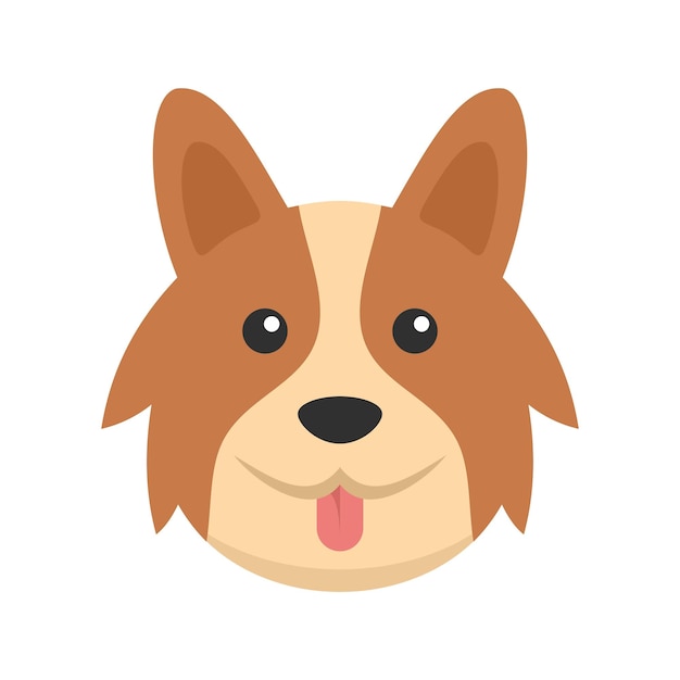 Niedliches Corgi-Hundesymbol Flache Illustration des niedlichen Corgi-Hundevektorsymbols isoliert auf weißem Hintergrund