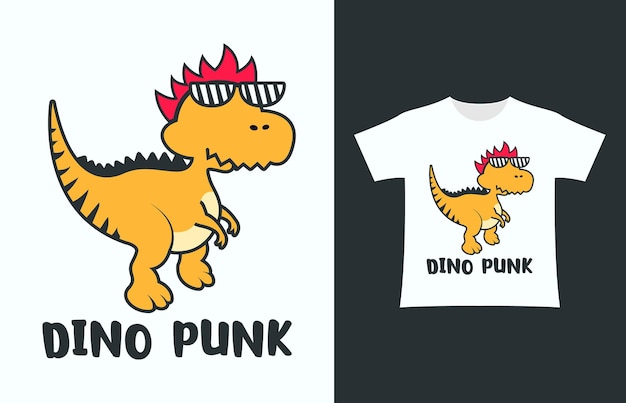 Niedliches dino-punk-t-shirt-design