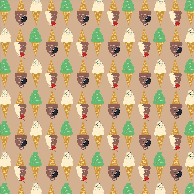 Niedliches eiscreme-musterdesign für sommerdrucke poster packpapier hintergrund