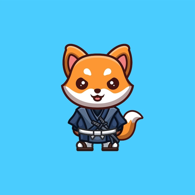 Niedliches fox kawaii cartoon-maskottchen-logo