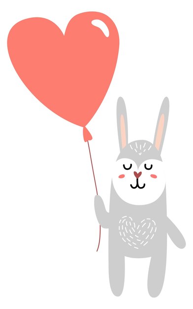 Niedliches Häschen mit Herzballon Kinderzimmerdrucktier