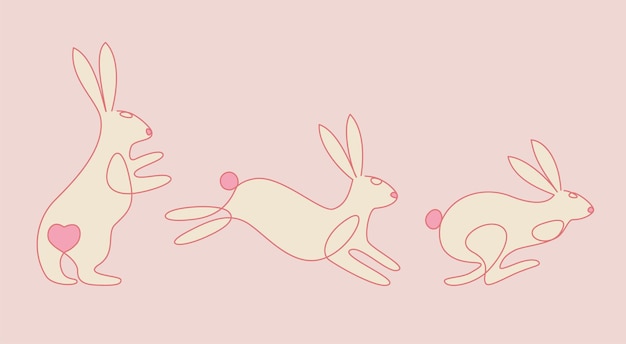 Vektor niedliches kaninchen-set für das mondfest im chinesischen mondjahr des kaninchen-osterdekors