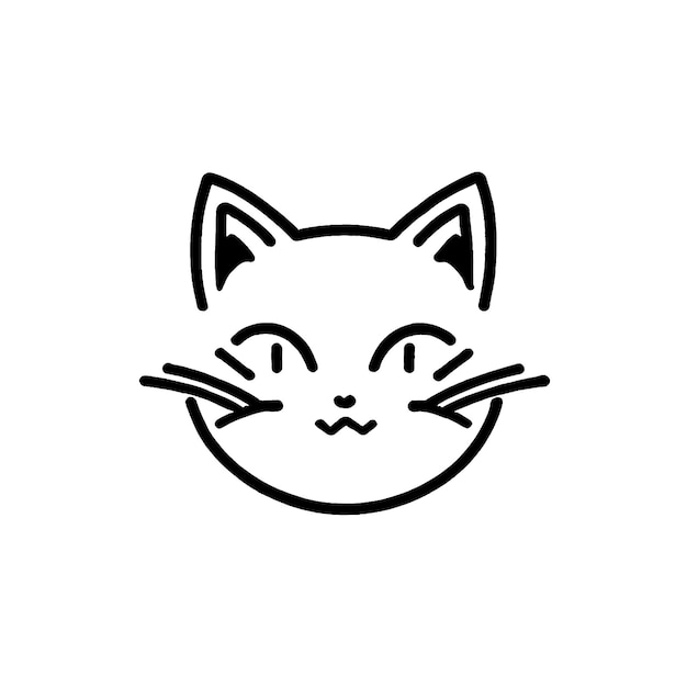 Vektor niedliches katzengesicht, tiercharakter, liniensymbol, vektorillustration