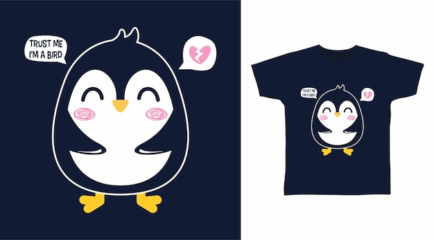 Niedliches kleines pinguin-t-shirt-design