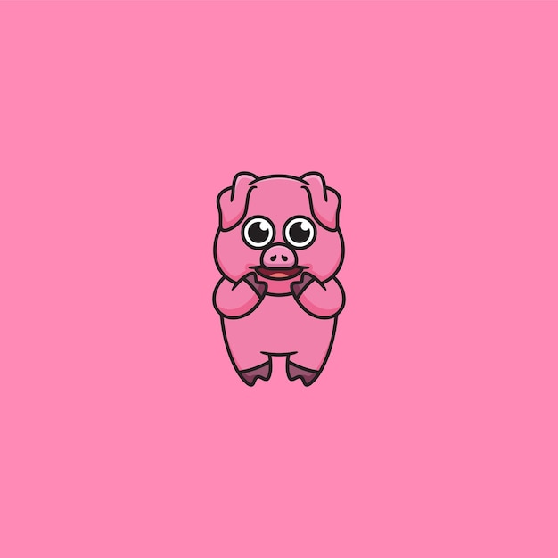 Niedliches schwein-maskottchen-logo-design