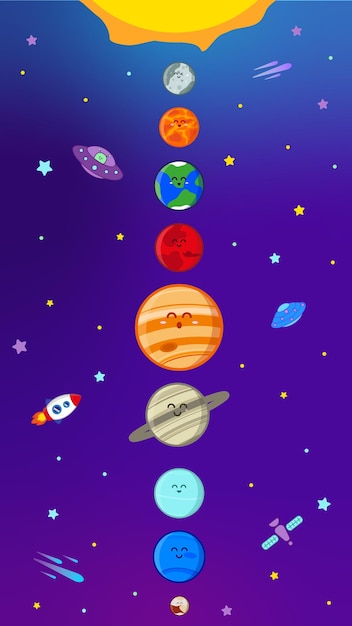 Niedliches Sonnensystem-Planetenposter für Kinder, Modell 2 von 3