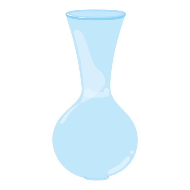 Niedliches transparentes blaues glasblumenvasenglas isoliert auf weißem hintergrund, flaches design eps10-vektor