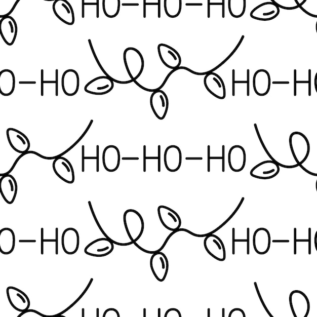 Vektor niedliches winter-weihnachts-ho-ho-ho-muster in doodle.