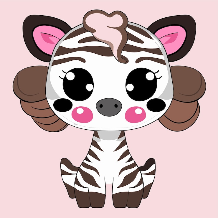 Vektor niedliches zebra handgezeichnetes cartoon-aufkleber-symbol-konzept isolierte illustration