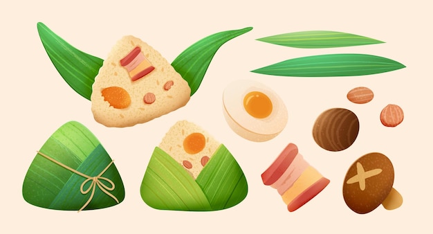 Niedliches Zongzi-Elementset